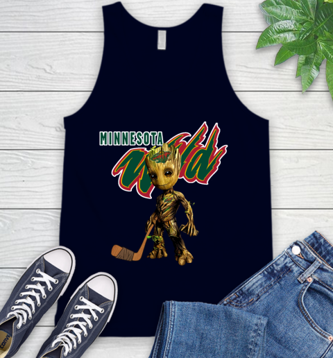 Minnesota Wild NHL Hockey Groot Marvel Guardians Of The Galaxy Tank Top 3