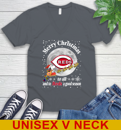 Cincinnati Reds Merry Christmas To All And To Reds A Good Season MLB Baseball Sports V-Neck T-Shirt 4