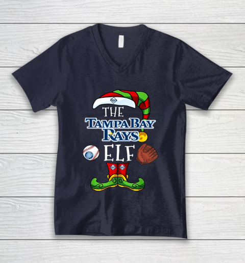 Tampa Bay Rays Christmas ELF Funny MLB V-Neck T-Shirt 2