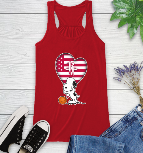 Houston Rockets NBA Basketball The Peanuts Movie Adorable Snoopy Racerback Tank 6