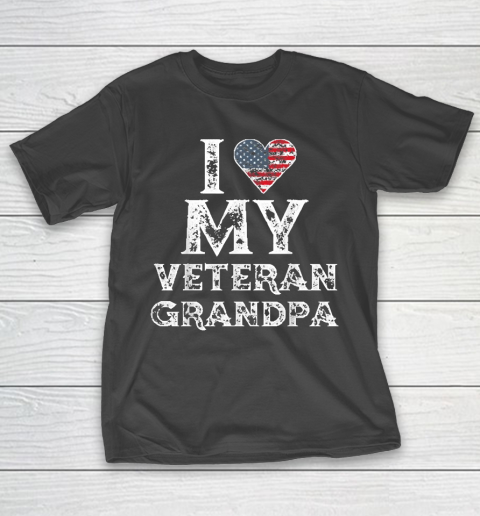 I Love My Veteran Grandpa Vintage Veteran's Day T-Shirt