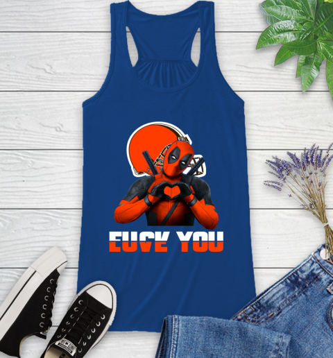 NHL Cleveland Browns Deadpool Love You Fuck You Football Sports Racerback Tank 8