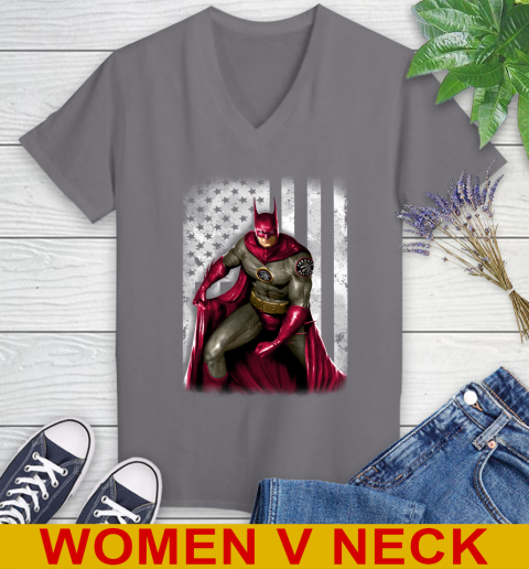 Toronto Raptors NBA Basketball Batman DC American Flag Shirt Women's V-Neck T-Shirt 11