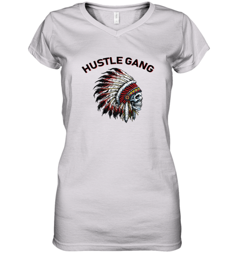 Hustle Gang lrtk hustle gang women v neck t shirt 39 front white