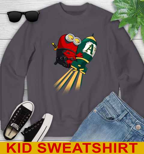 MLB Baseball Oakland Athletics Deadpool Minion Marvel Shirt Youth Sweatshirt 5