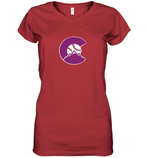 v31k new colorado rocky mountain baseball sports team women v neck t shirt 39 front red