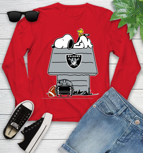 Oakland Raiders NFL Football Snoopy Woodstock The Peanuts Movie Youth Long Sleeve 11