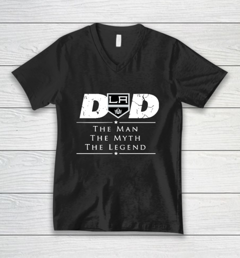 Los Angeles Kings NHL Ice Hockey Dad The Man The Myth The Legend V-Neck T-Shirt