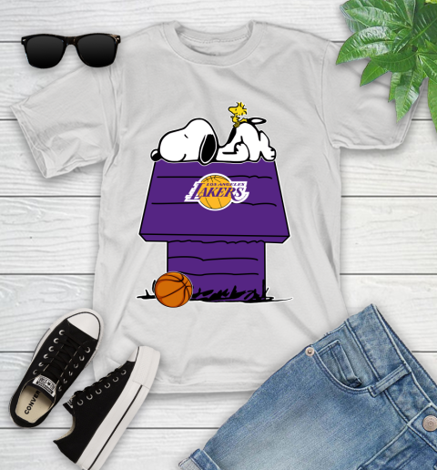 Los Angeles Lakers NBA Basketball Snoopy Woodstock The Peanuts Movie Youth T-Shirt
