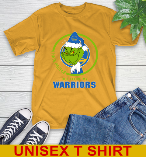 Golden State Warriors NBA Christmas Grinch I Hate People But I Love My Favorite Basketball Team T-Shirt 3
