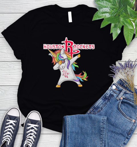 Houston Rockets NBA Basketball Funny Unicorn Dabbing Sports Women's T-Shirt 2