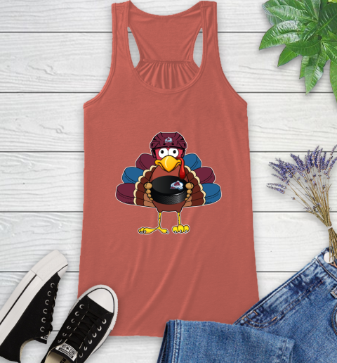 Colorado Avalanche Turkey Thanksgiving Day Racerback Tank 4