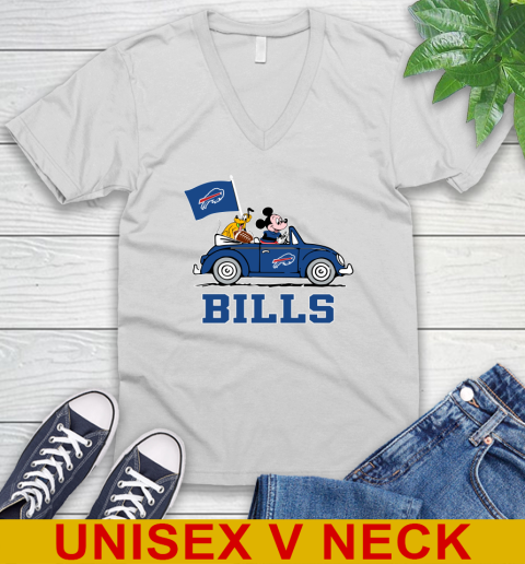 NFL Football Buffalo Bills Pluto Mickey Driving Disney Shirt V-Neck T-Shirt