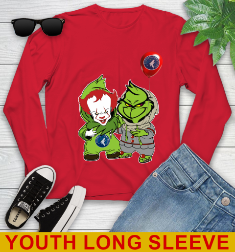 Minnesota Timberwolves Baby Pennywise Grinch Christmas NBA Basketball Youth Long Sleeve 11