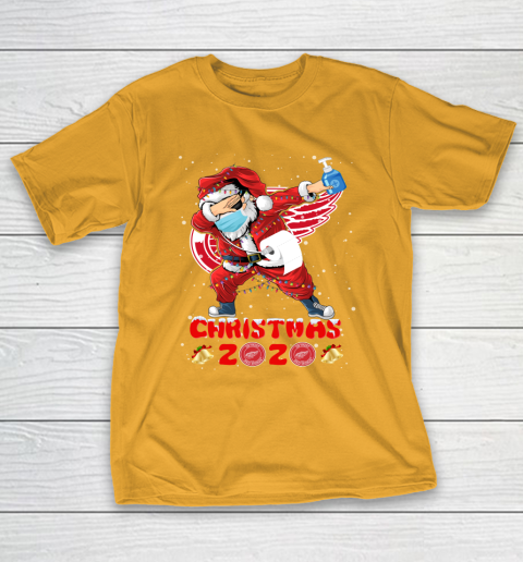 Detroit Red Wings Funny Santa Claus Dabbing Christmas 2020 NHL T-Shirt 2