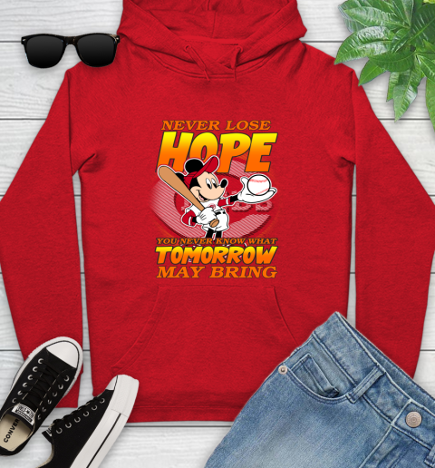 Cincinnati Reds MLB Baseball Mickey Disney Never Lose Hope Youth Hoodie 12