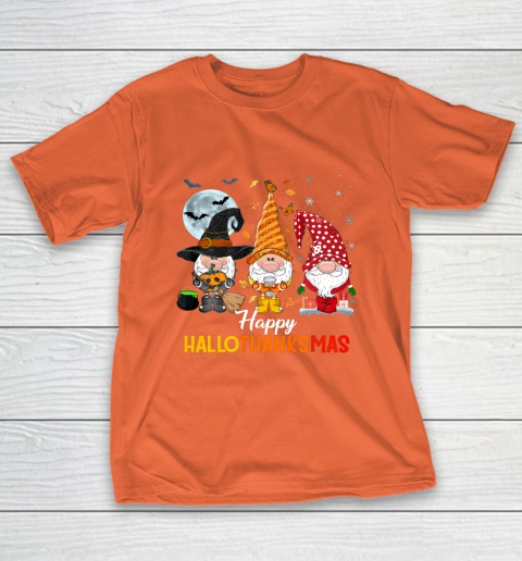 Gnomes Halloween And Merry Christmas Happy Hallothanksmas T-Shirt 4