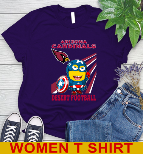 NFL Football Arizona Cardinals Captain America Marvel Avengers Minion Shirt Women's T-Shirt 4