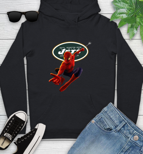 NFL Spider Man Avengers Endgame Football New York Jets Youth Hoodie 2