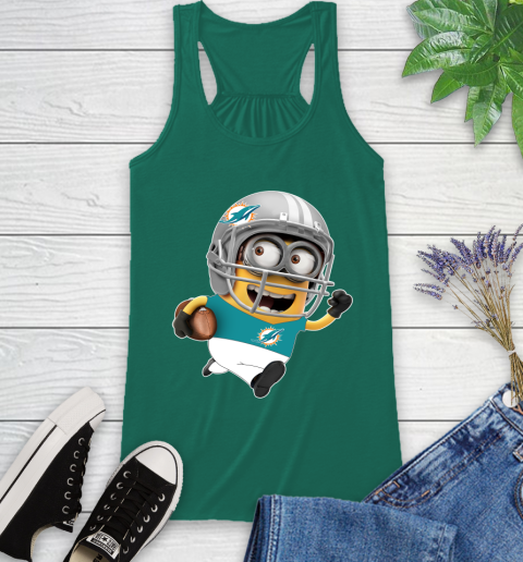NFL Miami Dolphins Minions Disney Football Sports Racerback Tank 7