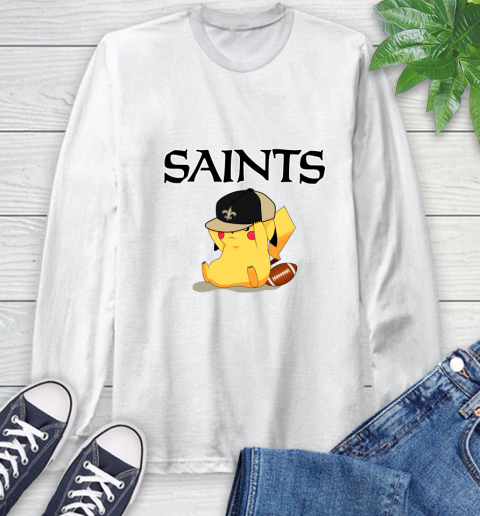 NFL Pikachu Football Sports New Orleans Saints Long Sleeve T-Shirt