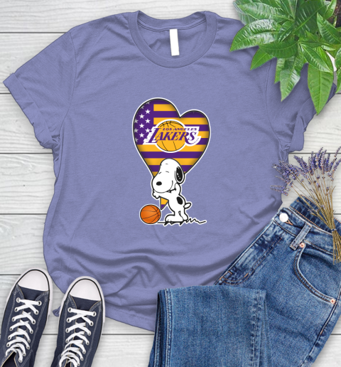 Los Angeles Lakers NBA Basketball The Peanuts Movie Adorable Snoopy Women's T-Shirt 11