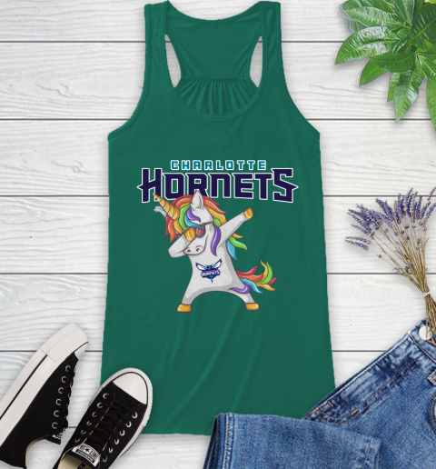 Charlotte Hornets NBA Basketball Funny Unicorn Dabbing Sports Racerback Tank 7
