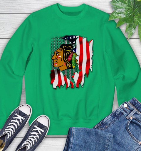 Chicago Blackhawks NHL Hockey American Flag Sweatshirt 7