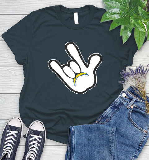 San Diego Chargers NFL Football Mickey Rock Hand Disney Women's T-Shirt 8