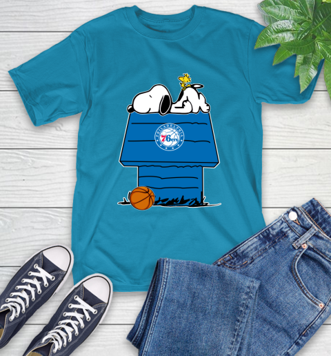 Philadelphia 76ers NBA Basketball Snoopy Woodstock The Peanuts Movie T-Shirt 8