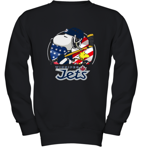 Winnipeg Jets Ice Hockey Snoopy And Woodstock NHL Youth Sweatshirt