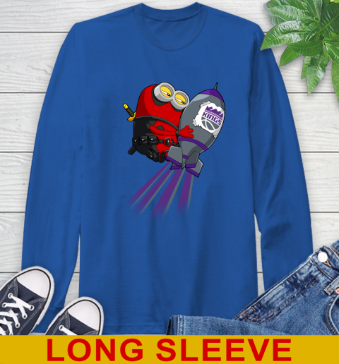 NBA Basketball Sacramento Kings Deadpool Minion Marvel Shirt Long Sleeve T-Shirt 11