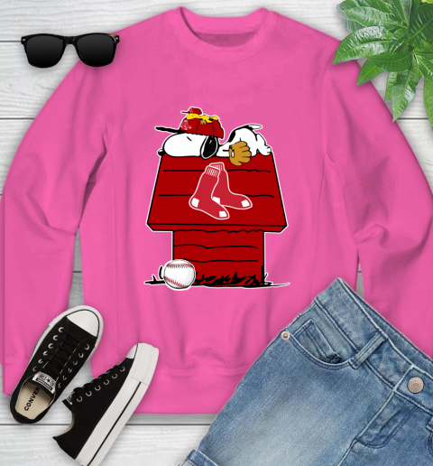 MLB Boston Red Sox Snoopy Woodstock The Peanuts Movie Baseball T Shirt Youth Sweatshirt 7