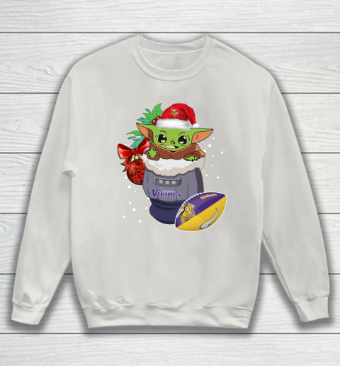 Minnesota Vikings Christmas Baby Yoda Star Wars Funny Happy NFL Sweatshirt 10