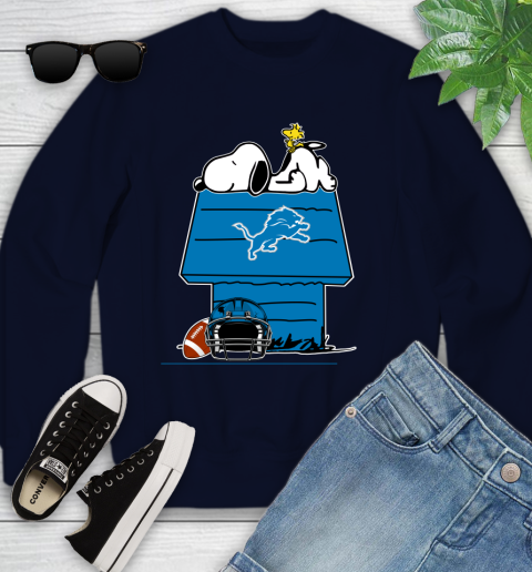 Detroit Lions NFL Football Snoopy Woodstock The Peanuts Movie Youth Sweatshirt 3