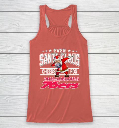 Philadelphia 76ers Even Santa Claus Cheers For Christmas NBA Racerback Tank 3