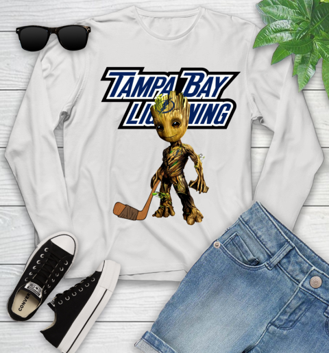 Tampa Bay Lightning NHL Hockey Groot Marvel Guardians Of The Galaxy Youth Long Sleeve