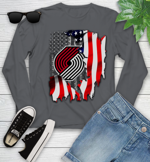 Portland Trail Blazers NBA Basketball American Flag Youth Long Sleeve 9