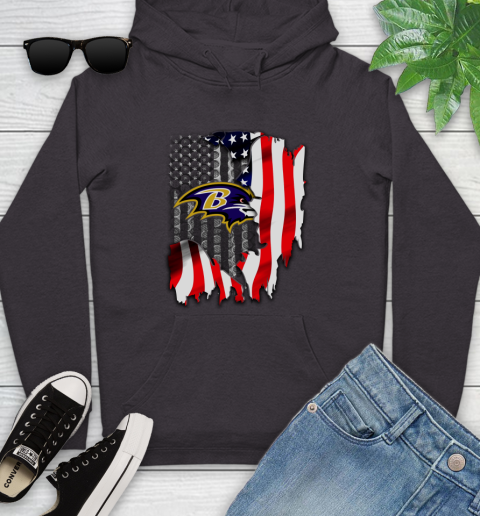 Baltimore Ravens NFL Football American Flag Youth Hoodie 8