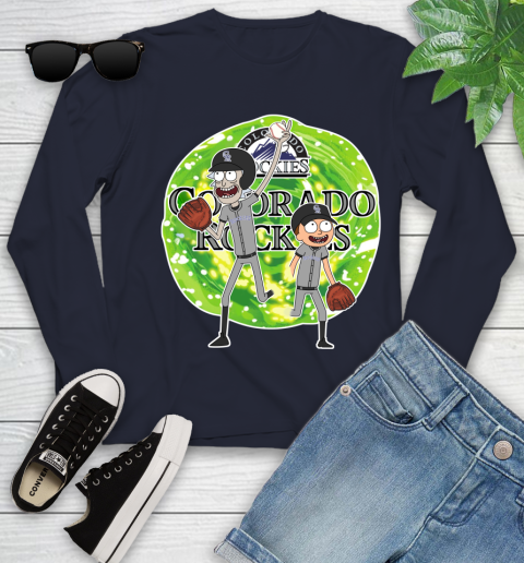 MLB Colorado Rockies Rick And Morty Baseball Sports Youth Long Sleeve 3
