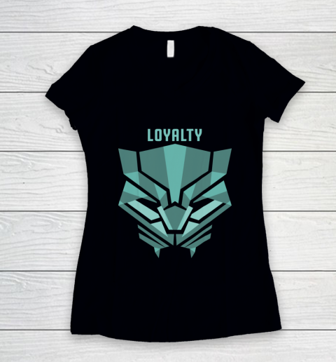 Marvel Black Panther Teal Loyalty Logo Graphic Women's V-Neck T-Shirt
