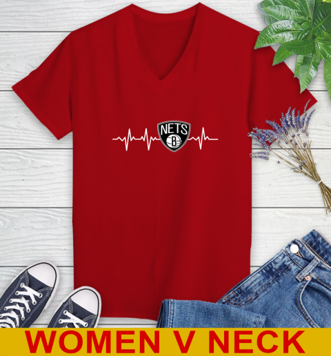 Brooklyn Nets NBA Basketball Heart Beat Shirt Women's V-Neck T-Shirt 11 Brooklyn Nets NBA Basketball Heart Beat Shirt Women's V-Neck T-Shirt - Image 11