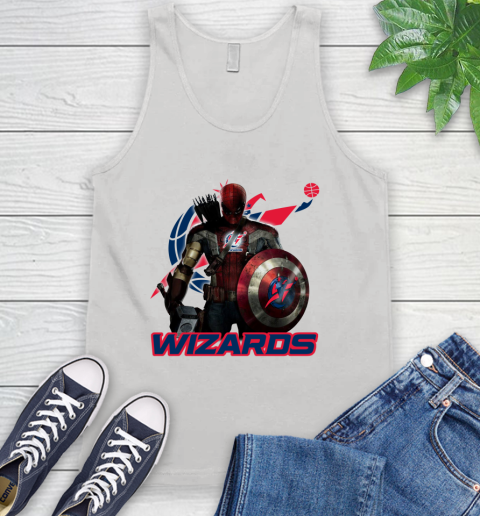 Washington Wizards NBA Basketball Captain America Thor Spider Man Hawkeye Avengers Tank Top