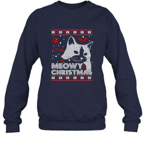 Meowy Christmas Ugly Christmas Holiday Adult Crewneck Sweatshirt