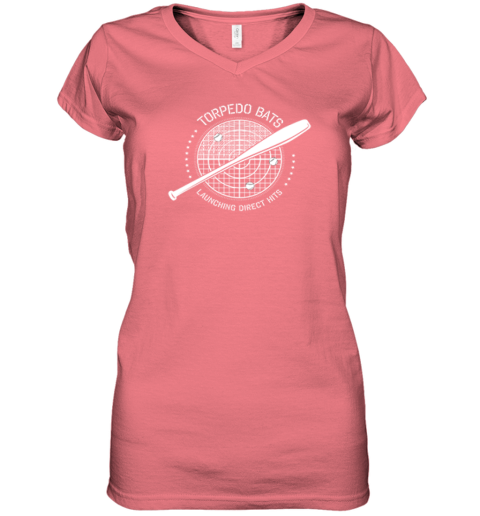 Torpedo Bats Premium Women's V-Neck T-Shirt s6t6 torpedo bats premium women v neck t shirt 39 front coral