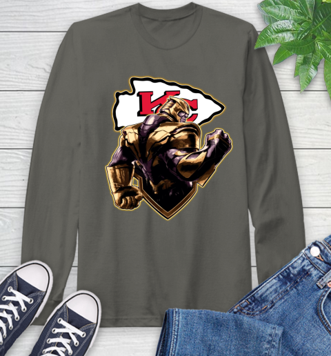 NFL Thanos Avengers Endgame Football Sports Kansas City Chiefs Long Sleeve T-Shirt 8