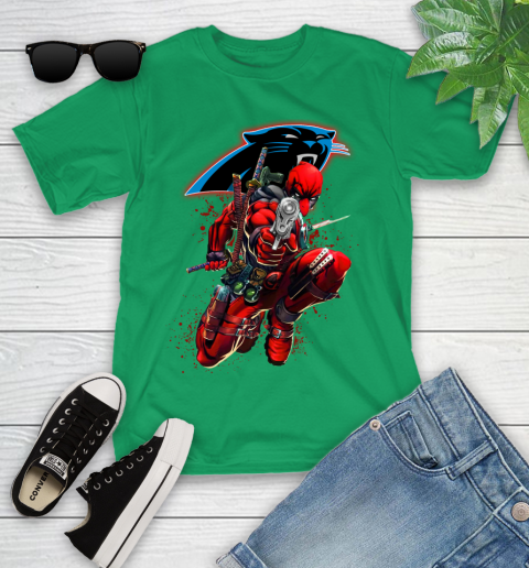 NFL Deadpool Marvel Comics Sports Football Carolina Panthers Youth T-Shirt 6