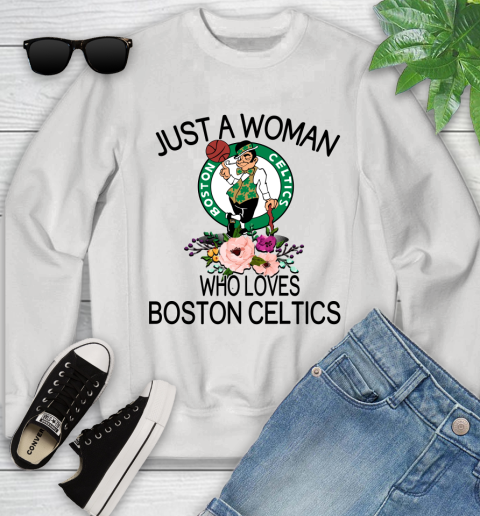 NBA Just A Woman Who Loves Boston Celtics Basketball Sports Youth Sweatshirt