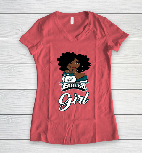 Philadelphia Eagles Girl NFL Women's V-Neck T-Shirt 6