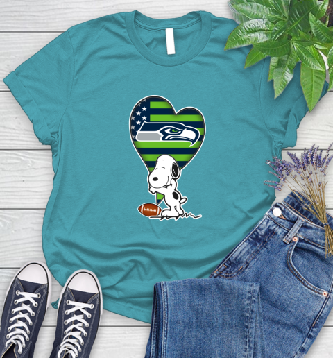 Seattle Seahawks NFL Football The Peanuts Movie Adorable Snoopy Women's T-Shirt 12